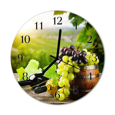 Glass Wall Clock Grapes wine food and drinks multi-coloured