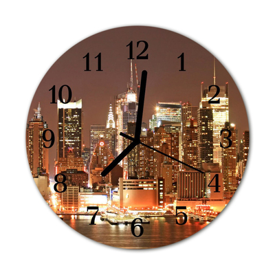 Glass Wall Clock Skyline beverages multi-coloured