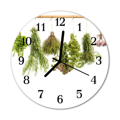 Glass Wall Clock Herbs herbs green