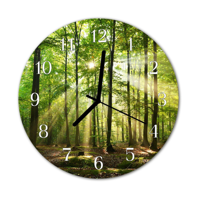 Glass Wall Clock Forest nature forest nature green