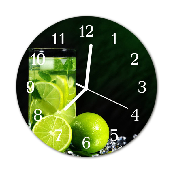 Glass Wall Clock Lime fruit green