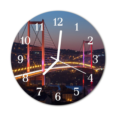 Glass Wall Clock Bridge architecture red