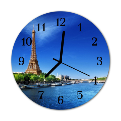 Glass Wall Clock Paris sky cities sky blue