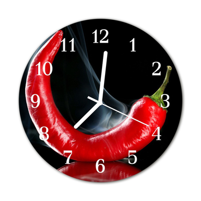 Glass Wall Clock Chili pepper chili pepper red