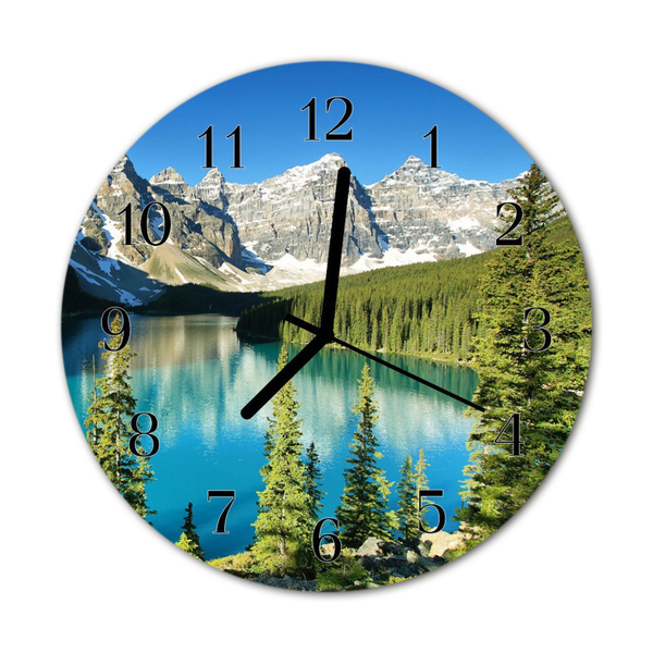 Glass Wall Clock Mountains nature mountains nature green