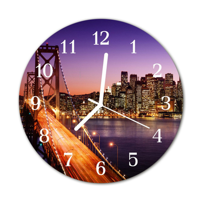 Glass Wall Clock Bridge city architecture city multi-coloured