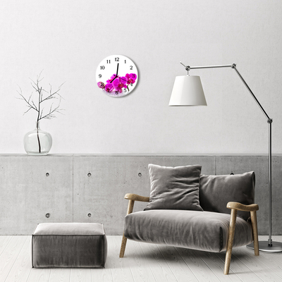 Glass Wall Clock Orchid flowers pink