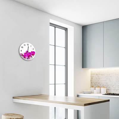 Glass Wall Clock Orchid flowers pink