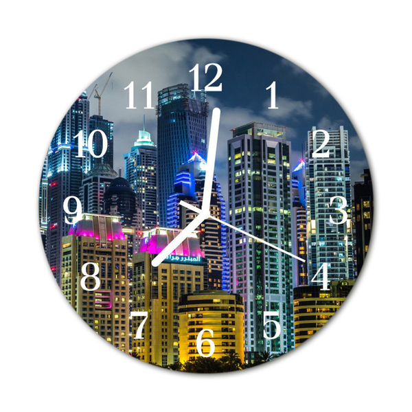 Glass Wall Clock City city multi-coloured