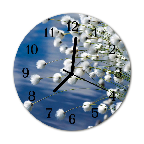 Glass Wall Clock Cotton cotton white