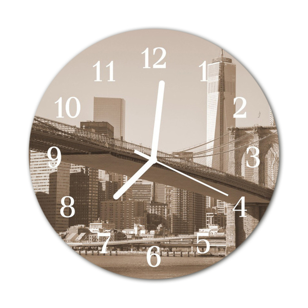 Glass Wall Clock Skyline beverages grey