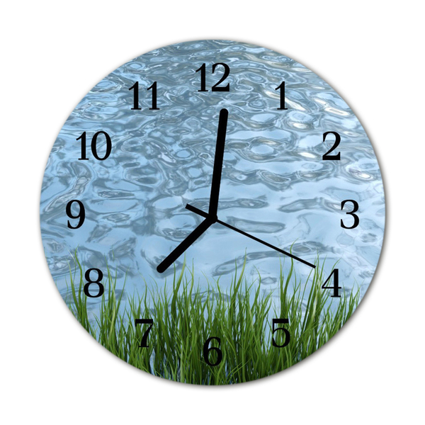 Glass Wall Clock Grass water grass water blue