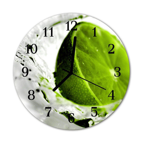 Glass Wall Clock Lime fruit green