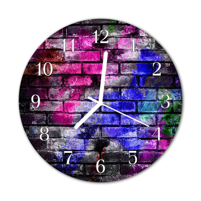 Glass Wall Clock Brick architecture multi-coloured