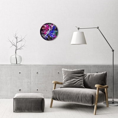 Glass Wall Clock Brick architecture multi-coloured