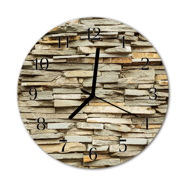 Glass Wall Clock Stones stones grey