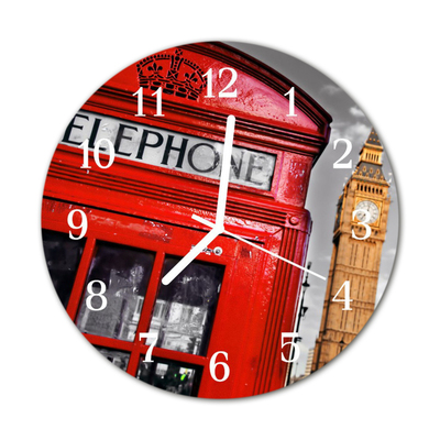 Glass Wall Clock London beverages red