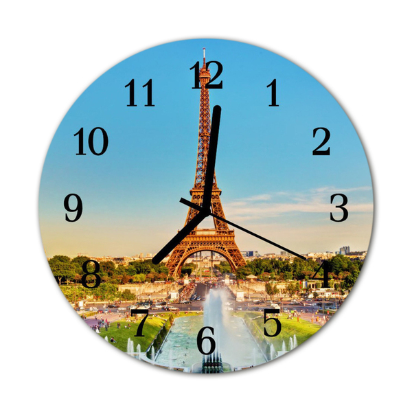 Glass Wall Clock Paris towns multi-coloured