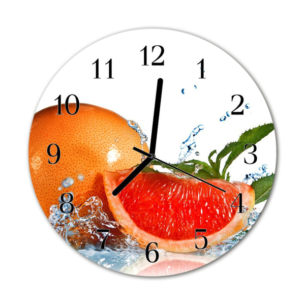 Glass Wall Clock Grapefruit fruit orange