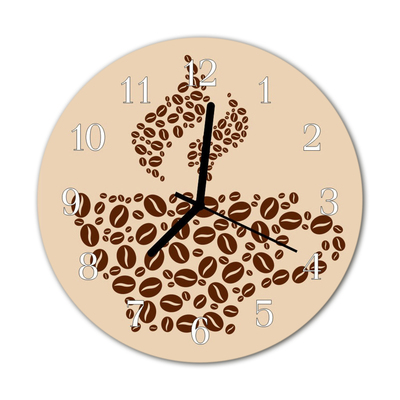 Glass Wall Clock Coffee food and drinks brown