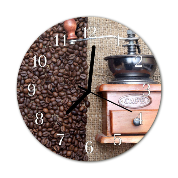 Glass Wall Clock Coffee grinder food and drinks brown