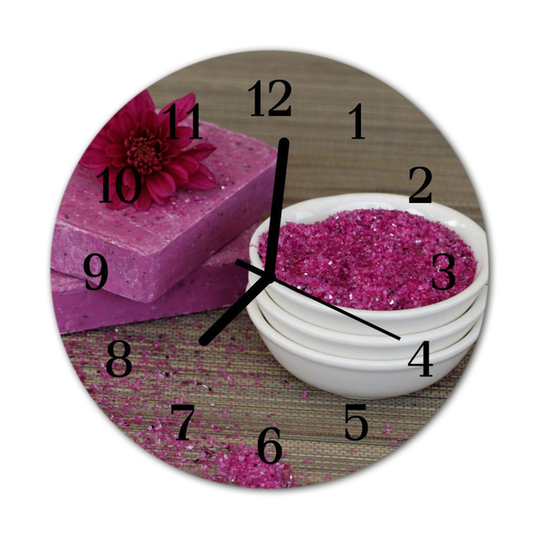 Glass Wall Clock Flower flower pink