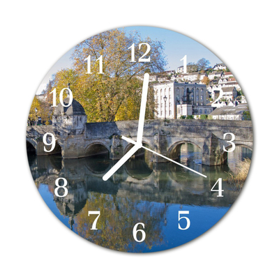 Glass Wall Clock Bridge architecture multi-coloured