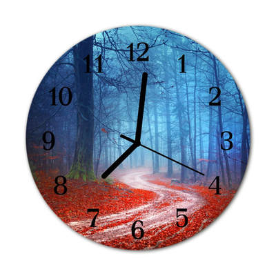 Glass Wall Clock Path forest path forest red