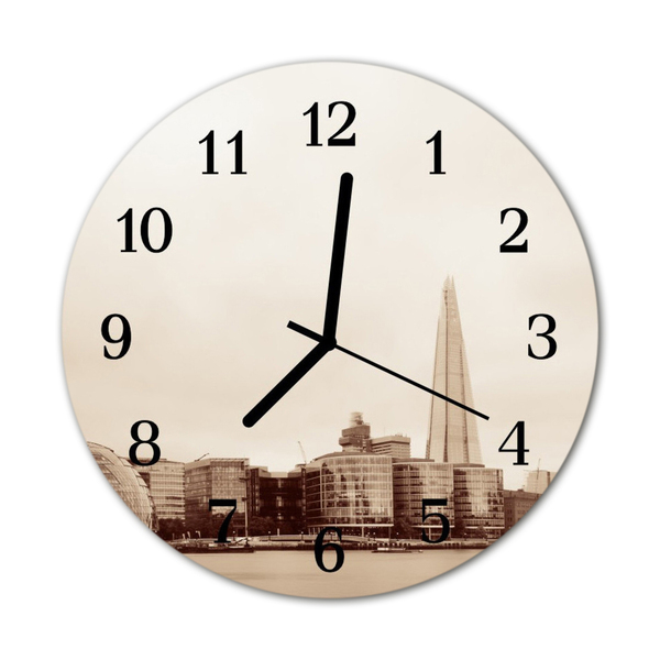 Glass Wall Clock Skyline beverages grey