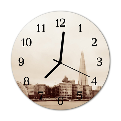 Glass Wall Clock Skyline beverages grey