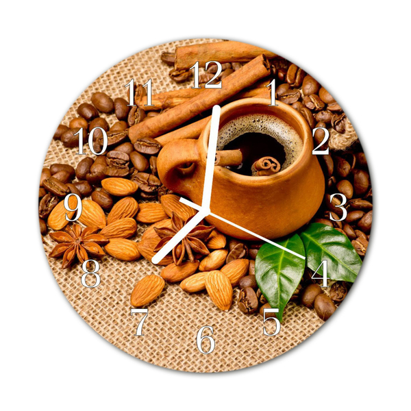 Glass Wall Clock Cinnamon almonds cinnamon almonds brown