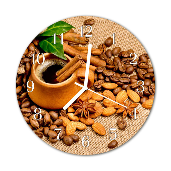 Glass Wall Clock Cinnamon almonds cinnamon almonds brown