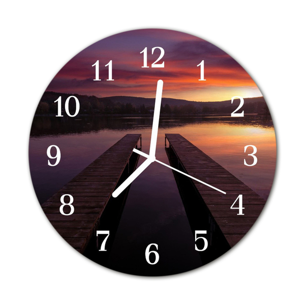 Glass Wall Clock Sunset nature multi-coloured