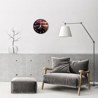 Glass Wall Clock Sunset nature multi-coloured