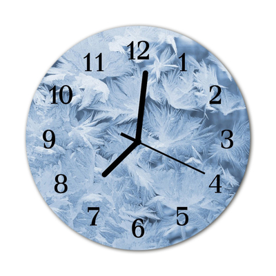 Glass Wall Clock Snowflakes snowflakes blue