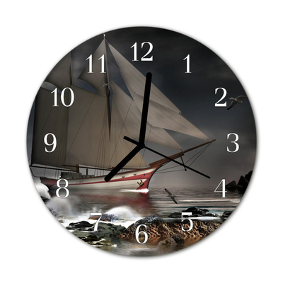 Glass Wall Clock Sailboat vehicles multi-coloured