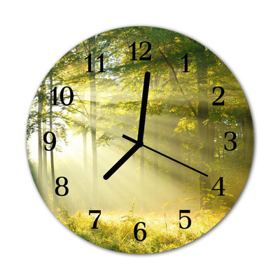 Glass Wall Clock Forest forest green