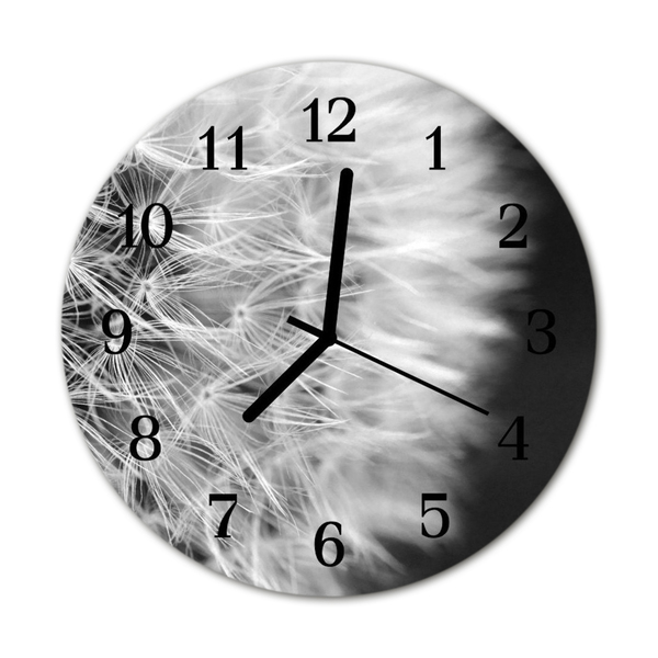 Glass Wall Clock Dandelion flowers white