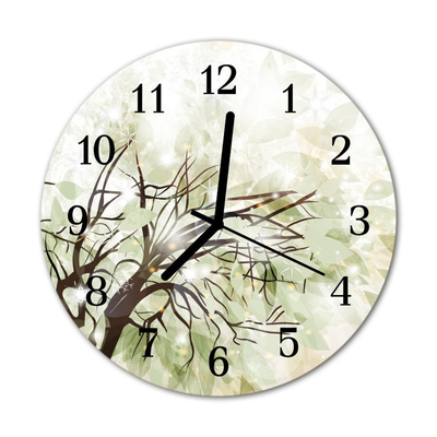 Glass Wall Clock Tree tree green