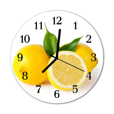 Glass Wall Clock Lemons fruit yellow