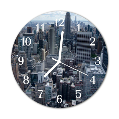 Glass Wall Clock Skyline beverages grey