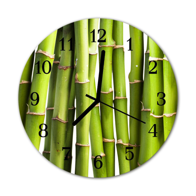 Glass Wall Clock Bamboos bamboo green