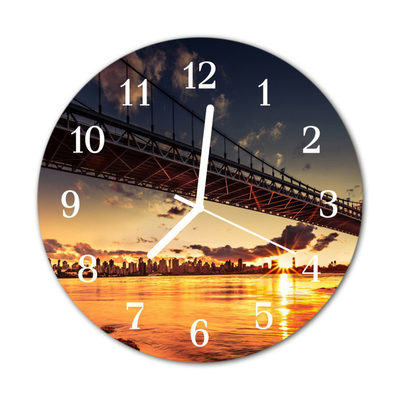 Glass Wall Clock Bridge river architecture river orange