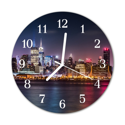 Glass Wall Clock Skyline beverages multi-coloured