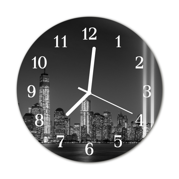 Glass Wall Clock Skyline beverages black