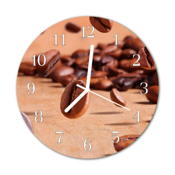 Glass Wall Clock Coffee beans food and drinks brown