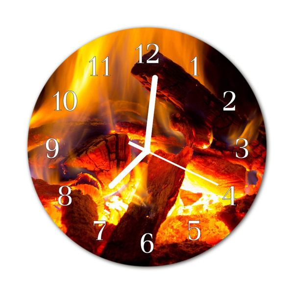 Glass Wall Clock Fire fire yellow