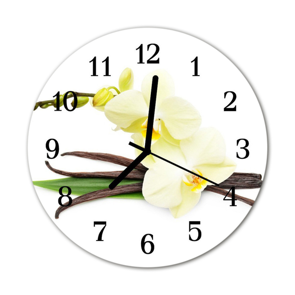 Glass Wall Clock Orchid vanilla flowers vanilla yellow