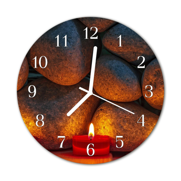 Glass Wall Clock Stones stones grey