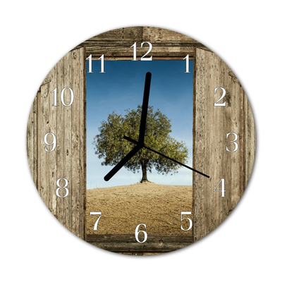 Glass Wall Clock Tree tree brown